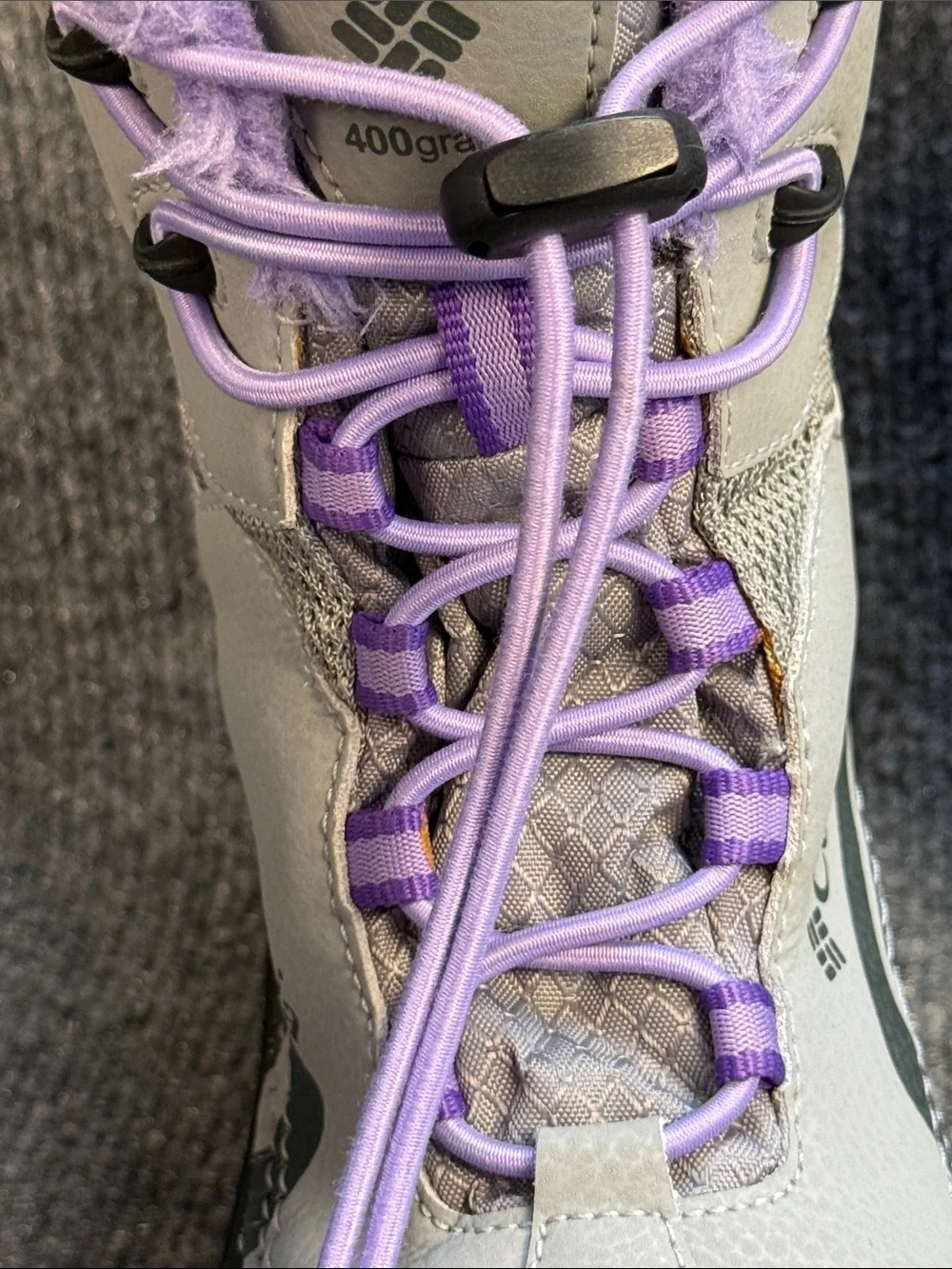 Columbia Kids' Gray and Lavender Waterproof Snow Boots Size 2